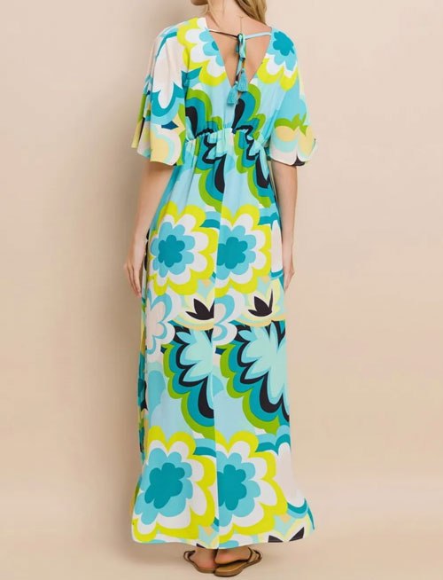 Women's ODDI Floral Printed Slit Maxi Dress