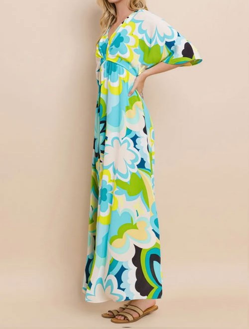 Women's ODDI Floral Printed Slit Maxi Dress