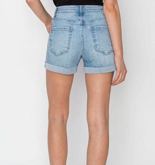 Women's RISEN Distressed Mid-Rise Waist Denim Shorts