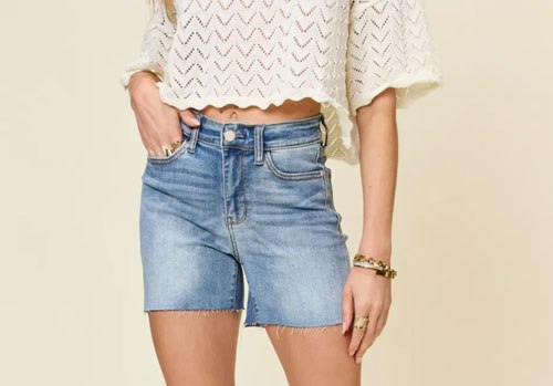 Women's Judy Blue Full Size High Waist Raw Hem Denim Shorts