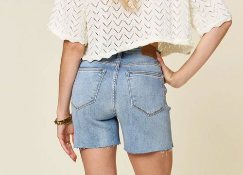 Women's Judy Blue Full Size High Waist Raw Hem Denim Shorts