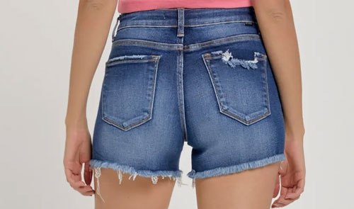 Women's RISEN Mid-Rise Distressed Denim Shorts
