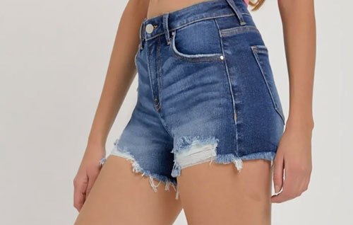 Women's RISEN Mid-Rise Distressed Denim Shorts