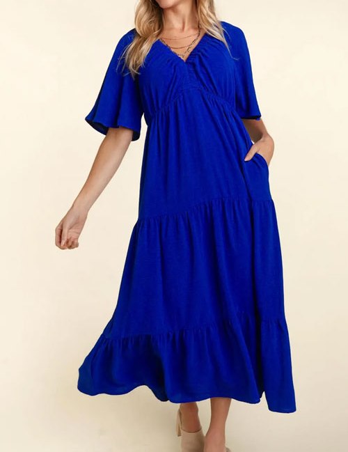 Women's Haptics Tiered Babydoll Maxi Dress with Side Pocket