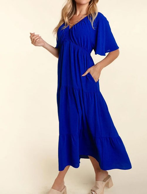 Women's Haptics Tiered Babydoll Maxi Dress with Side Pocket