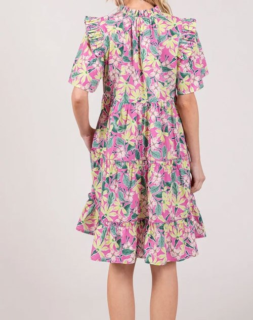 Women's SAGE + FIG Floral Ruffle Short Sleeve Dress