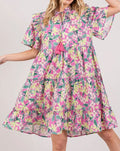 Women's SAGE + FIG Floral Ruffle Short Sleeve Dress