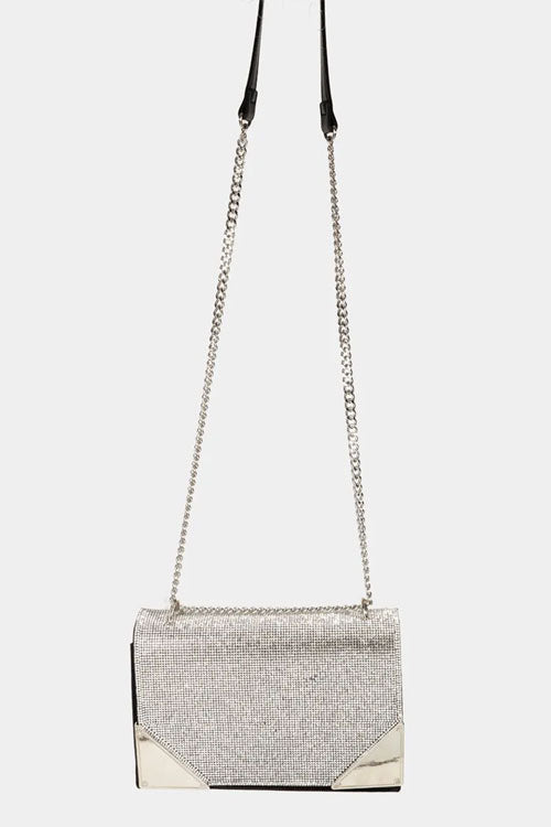 Women's Fame Rhinestone Studded Rectangle Crossbody Bag