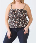Women's Plus Size Frill Floral Square Neck Cami