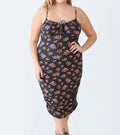 Women's Blue Leopard Plus Size Ruched Floral Square Neck Cami Dress