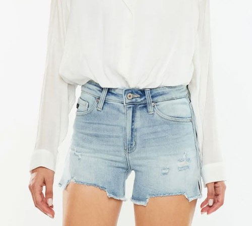 Women Kancan High Rise Side Slit Denim Shorts