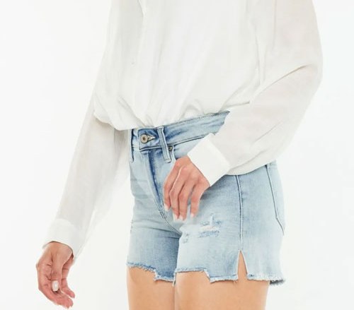 Women Kancan High Rise Side Slit Denim Shorts