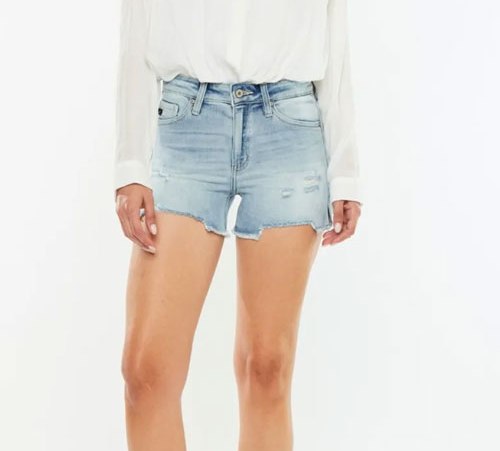 Women Kancan High Rise Side Slit Denim Shorts