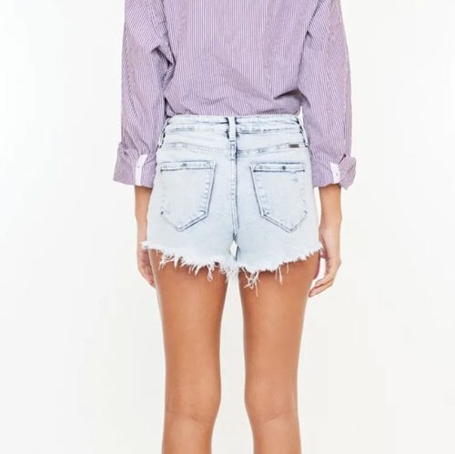 Women's Kancan High Rise Frayed Hem Denim Shorts
