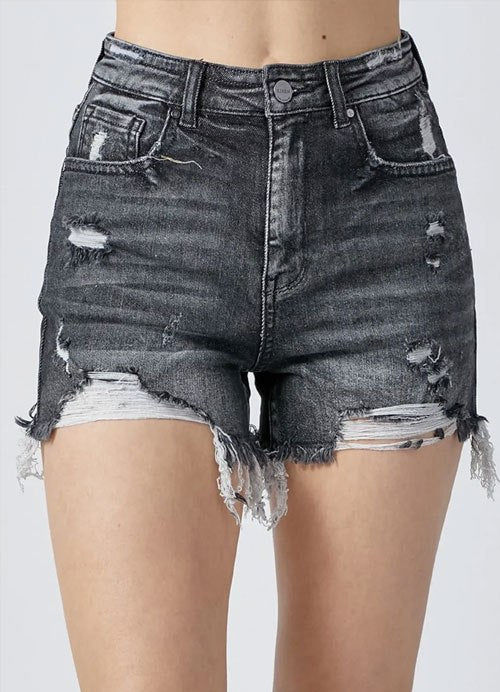 Women's RISEN Full Size High Rise Distressed Denim Shorts