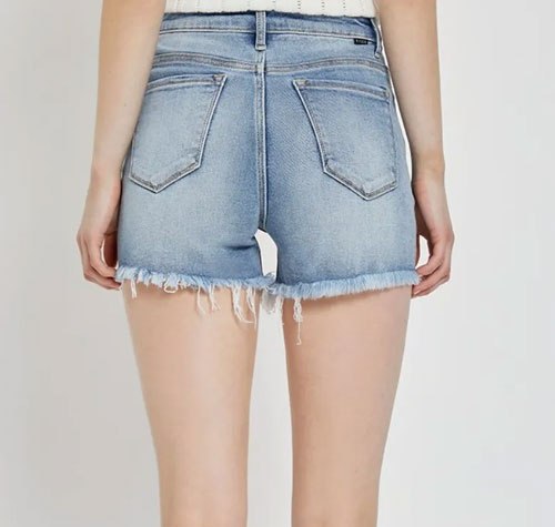 Women's RISEN High Rise Distressed Denim Shorts