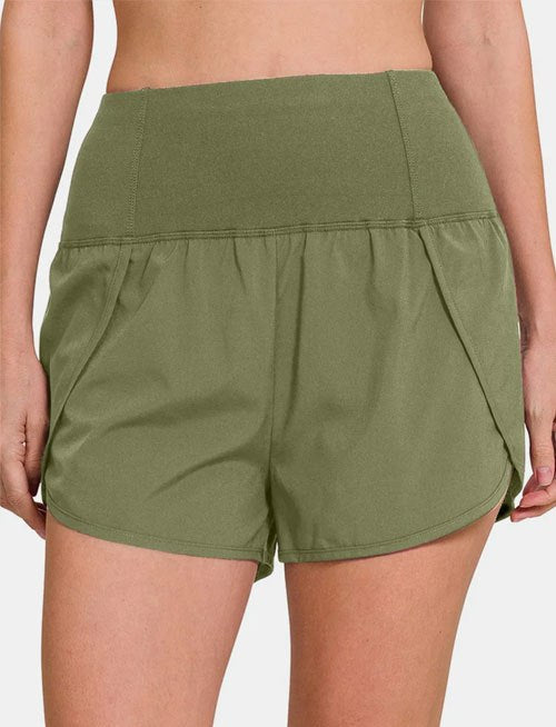 Women's Zenana High-Waisted Zippered Back Pocket Active Shorts