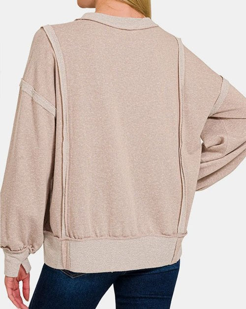 Women's Zenana Washed Exposed-Seam Sweatshirt