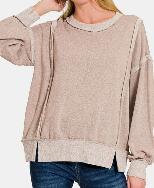 Women's Zenana Washed Exposed-Seam Sweatshirt