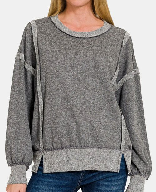 Women's Zenana Washed Exposed-Seam Sweatshirt