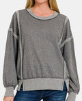 Women's Zenana Washed Exposed-Seam Sweatshirt