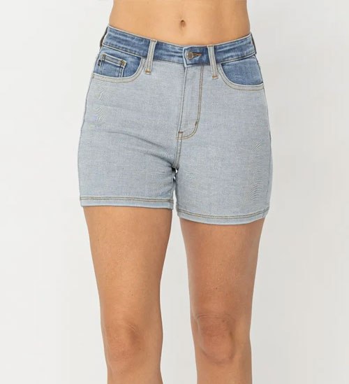 Women's Judy Blue Full Size Color Block Denim Shorts