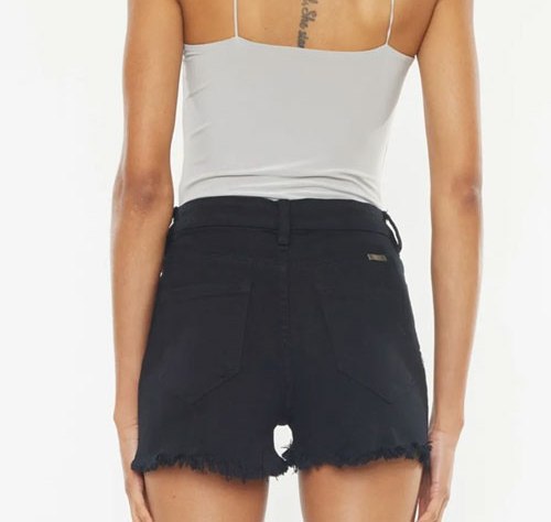 Women's Kancan High Rise Raw Hem Denim Shorts