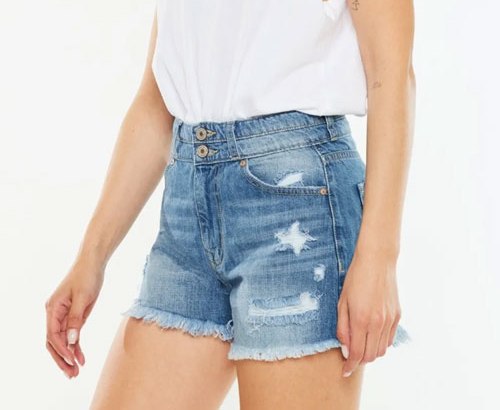 Women's Kancan Full Size High Rise Raw Hem Denim Shorts