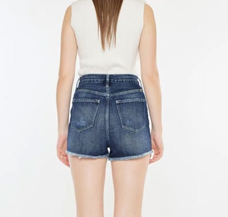 Women's Kancan Raw Hem Button Fly Denim Shorts