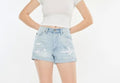 Women's Kancan High Rise Repaired Mom Denim Shorts