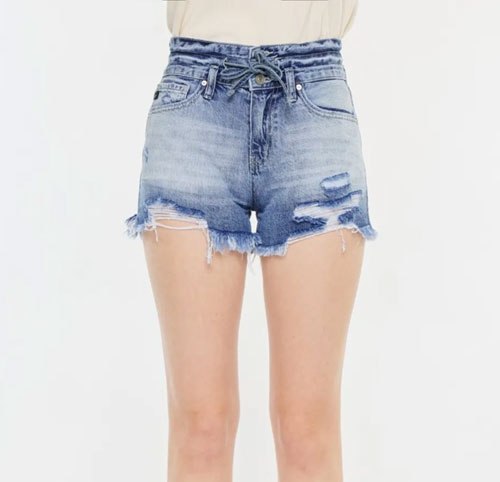 Women's Kancan High Rise Frayed Hem Denim Shorts