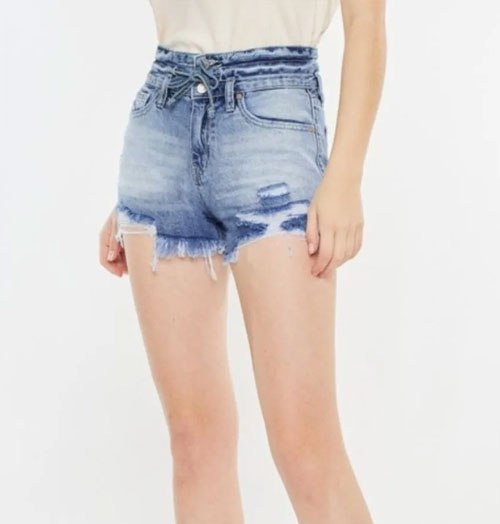 Women's Kancan High Rise Frayed Hem Denim Shorts