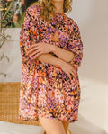 Women's ODDI Full Size Floral Tied Neck Mini Dress