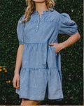 Women's ODDI Washed Tiered Mini Denim Dress