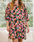 Women's ODDI Full Size Floral Puff Sleeve Mini Dress
