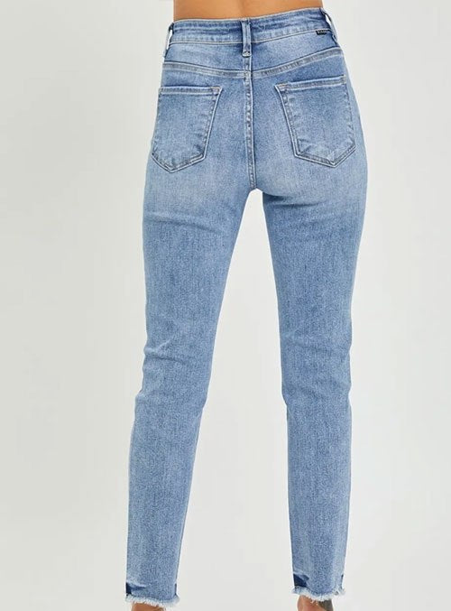 Women's RISEN Full Size High Rise Frayed Hem Skinny Jeans