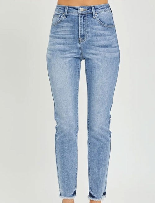 Women's RISEN Full Size High Rise Frayed Hem Skinny Jeans