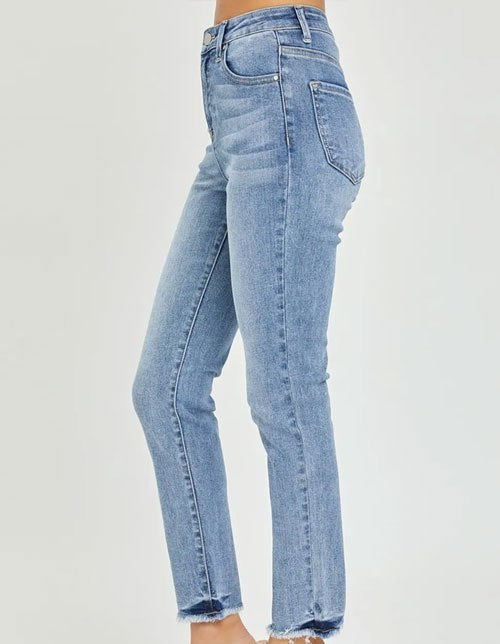 Women's RISEN Full Size High Rise Frayed Hem Skinny Jeans
