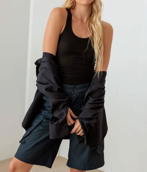 Women's Le Lis Navy Cargo Bermuda Shorts
