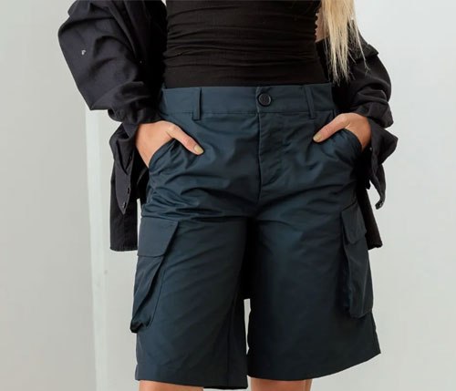 Women's Le Lis Navy Cargo Bermuda Shorts