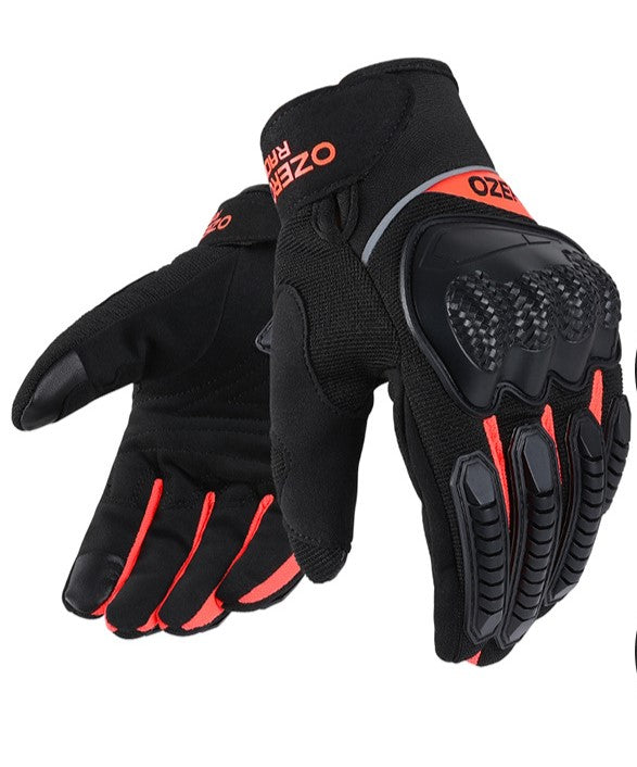 Summer Motorcycle Gloves – Full Finger, Breathable, Touchscreen, Hard Shell Protection for Off-Road & Street Riding