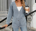 Women's Autumn Washed Denim Jacket - Long-Sleeve V-Neck Casual Jean Top