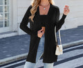 Women's Long Knitted Cardigan - Striped Open-Front Sweater Coat