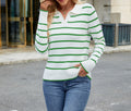 Women's Spring Casual Striped Sweater - Long-Sleeved Knitted Pullover Top