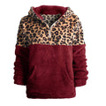 Women's Leopard Stitching Long Sleeve Hooded Sweater