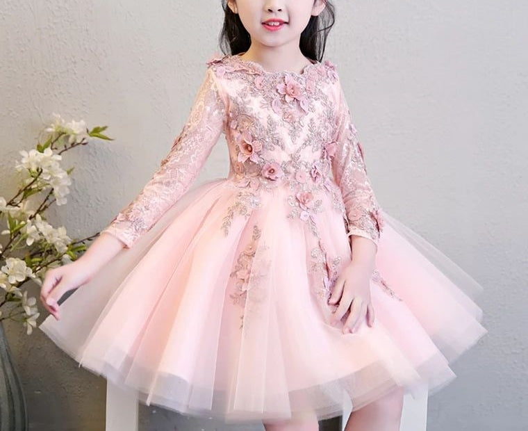 Kids Baby Girls Embroidery Long Sleeves Dress