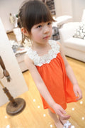 KettyMore Kids Girls Pleated Short Dress Orange