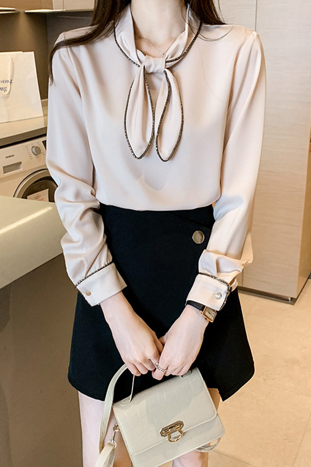 Women Long Sleeve Easy Solid pattern Decent Soft Shirt