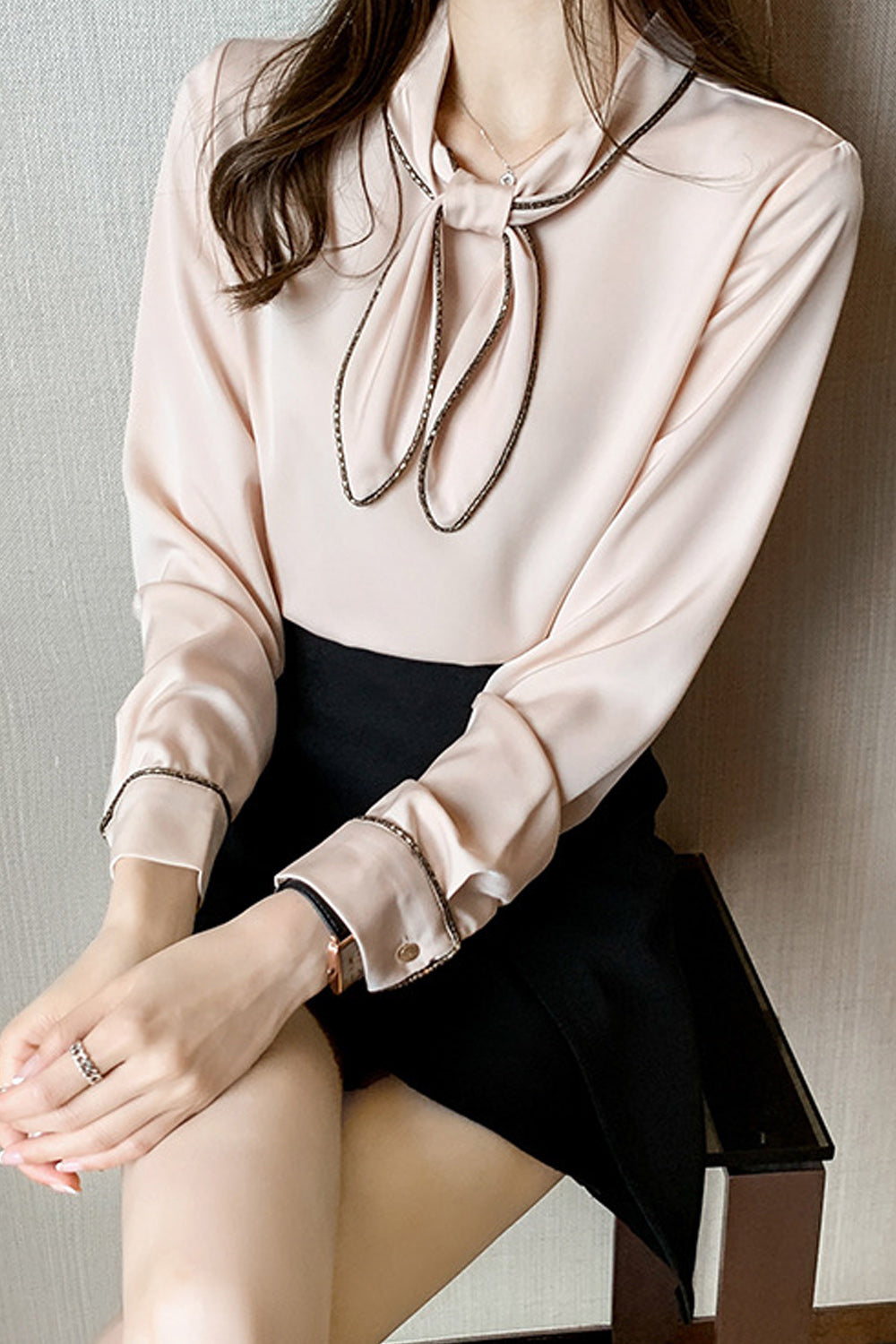 Women Long Sleeve Easy Solid pattern Decent Soft Shirt