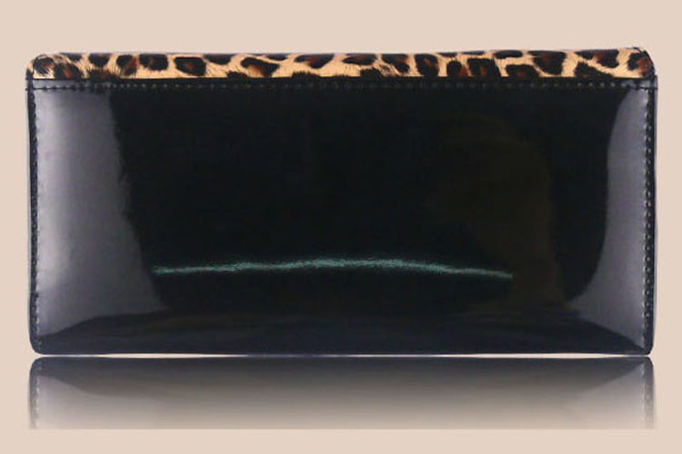 Women's New Design Leopard Printed  Leather Black Wallet